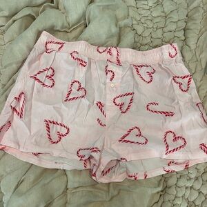 Never worn PINK candy cane pj shorts